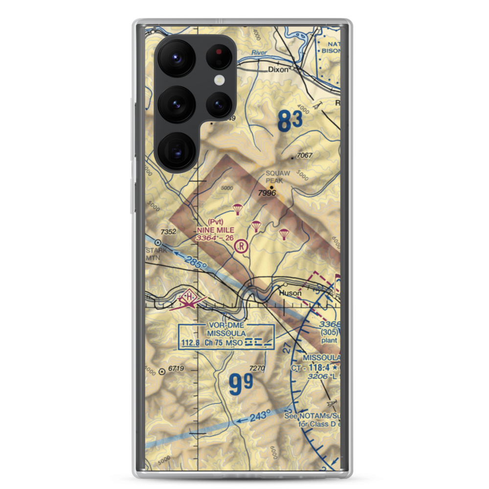 Nine Mile Airport (MT52) VFR Sectional Samsung Case Samsung Galaxy S22 Ultra model shown