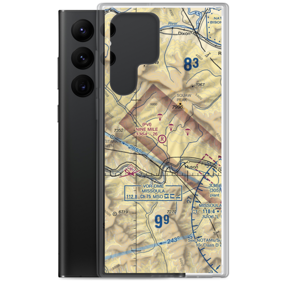 Nine Mile Airport (MT52) VFR Sectional Samsung Case Samsung Galaxy S22 Ultra model shown