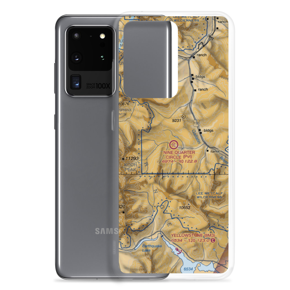 Nine Quarter Circle Ranch Airport (1MT0) VFR Sectional Samsung Case Samsung Galaxy S20 Ultra model shown