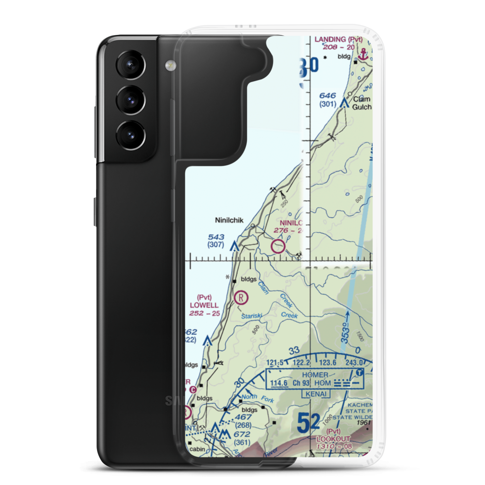 Ninilchik Airport (NIN) VFR Sectional Samsung Case Samsung Galaxy S21 Plus model shown