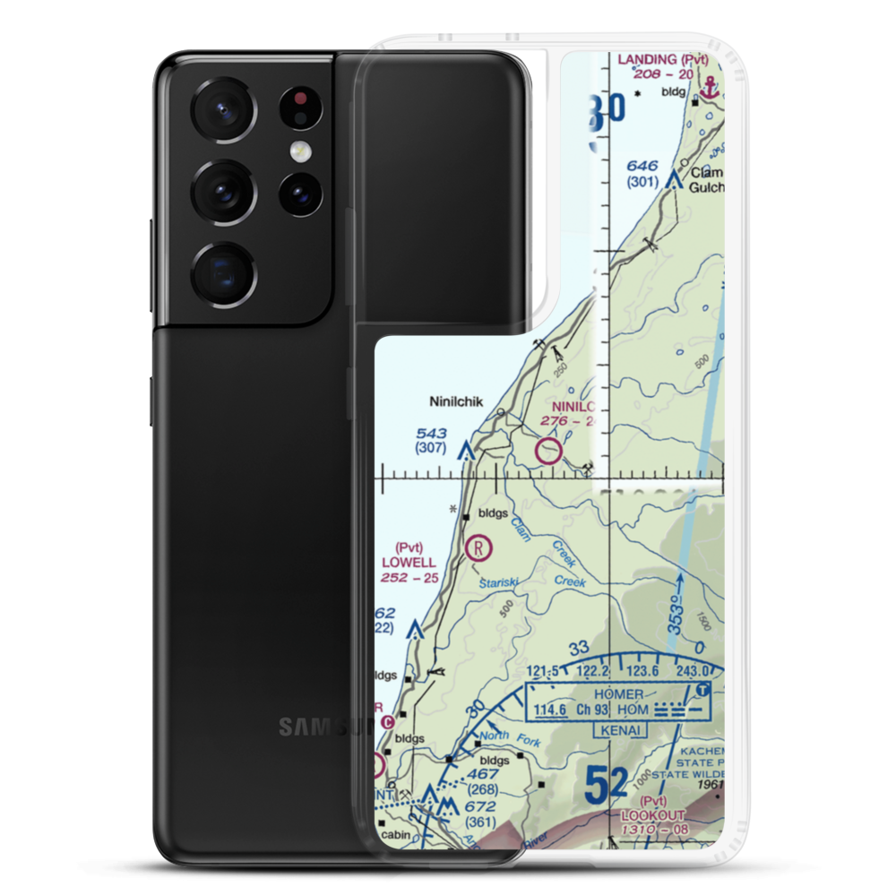 Ninilchik Airport (NIN) VFR Sectional Samsung Case Samsung Galaxy S21 Ultra model shown