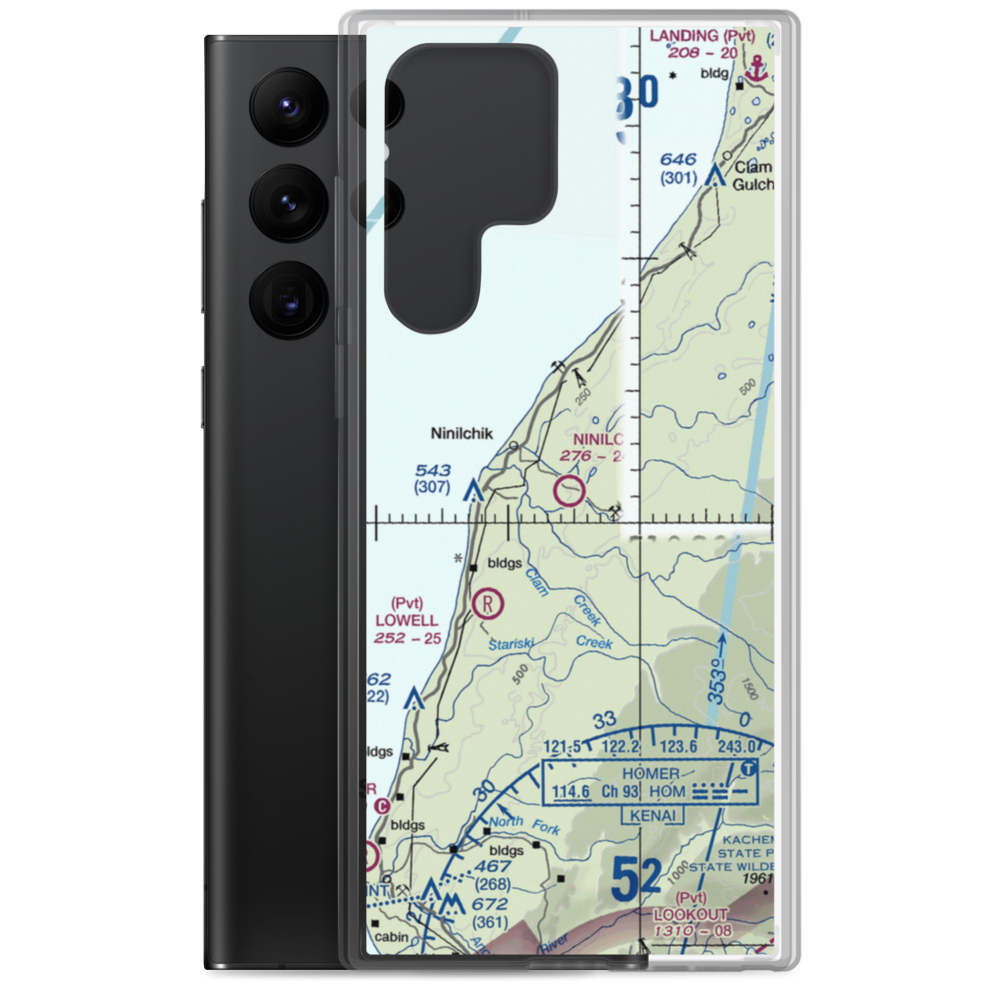 Ninilchik Airport (NIN) VFR Sectional Samsung Case Samsung Galaxy S22 Ultra model shown