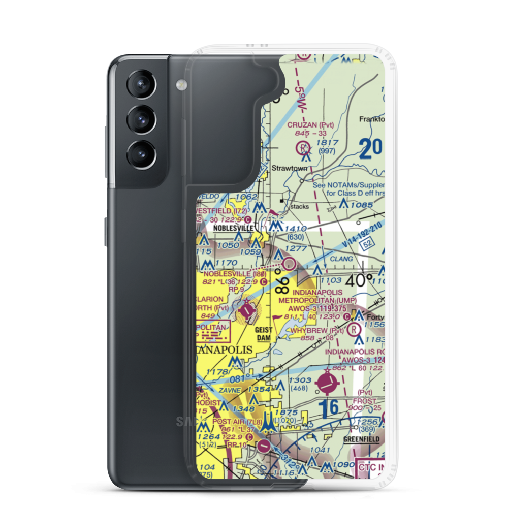 Noblesville Airport (I80) VFR Sectional Samsung Case Samsung Galaxy S21 model shown