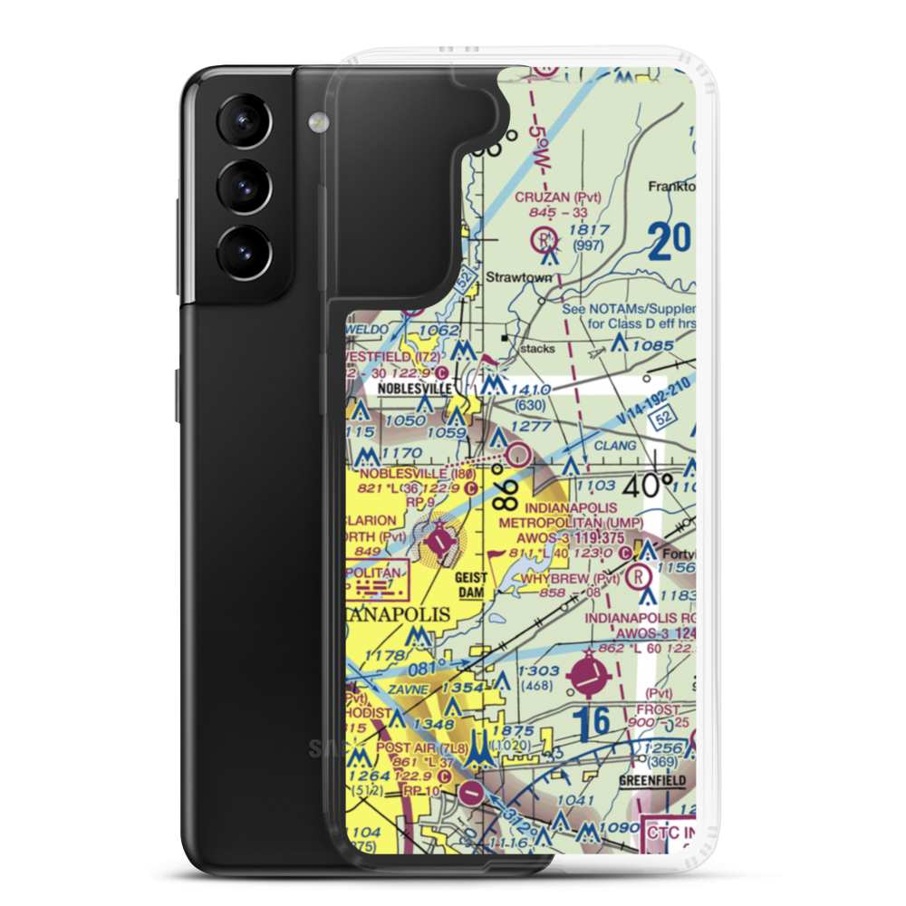 Noblesville Airport (I80) VFR Sectional Samsung Case Samsung Galaxy S21 Plus model shown