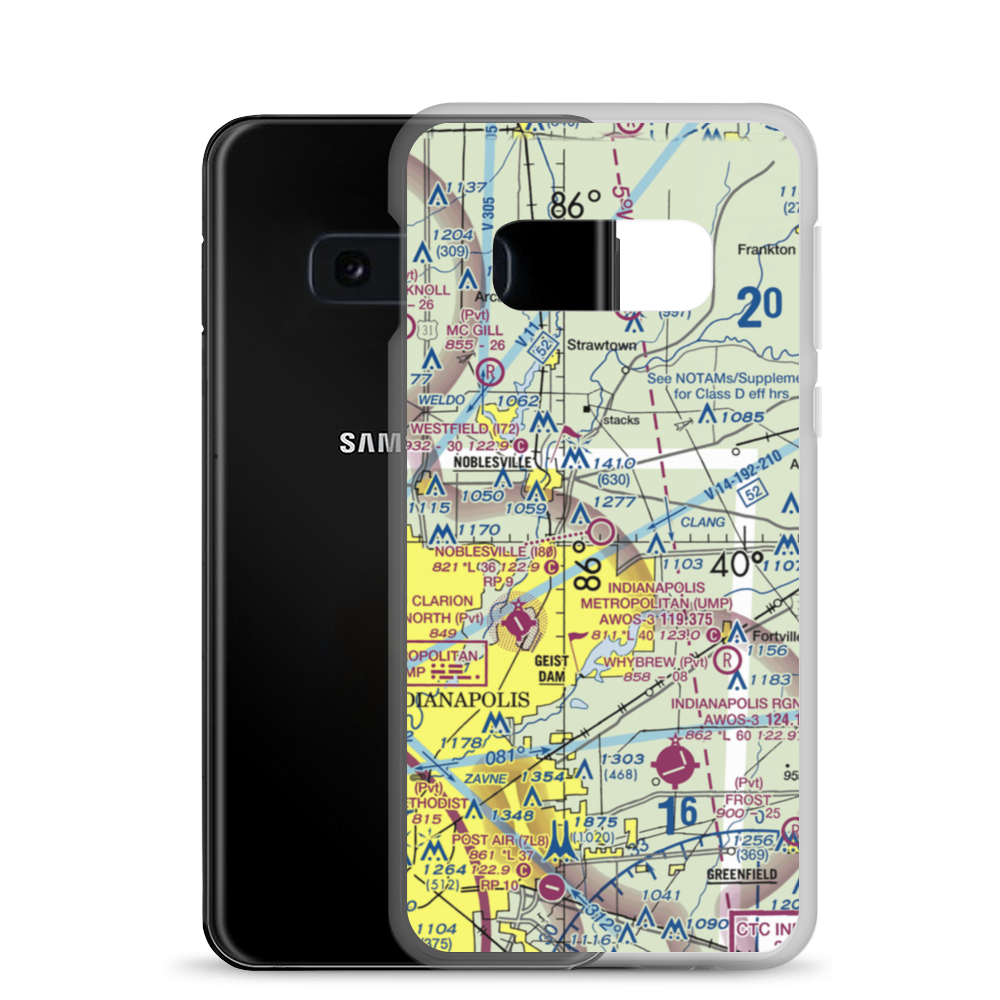 Noblesville Airport (I80) VFR Sectional Samsung Case Samsung Galaxy S10e model shown
