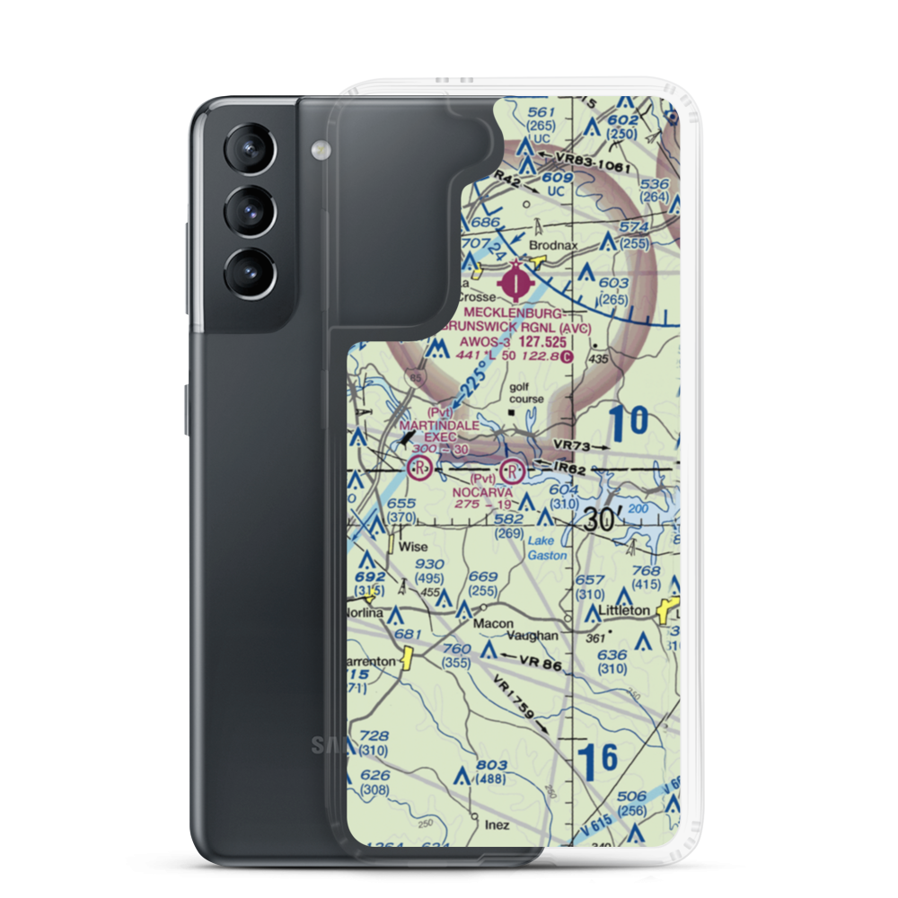 Nocarva Airport (NC10) VFR Sectional Samsung Case Samsung Galaxy S21 model shown
