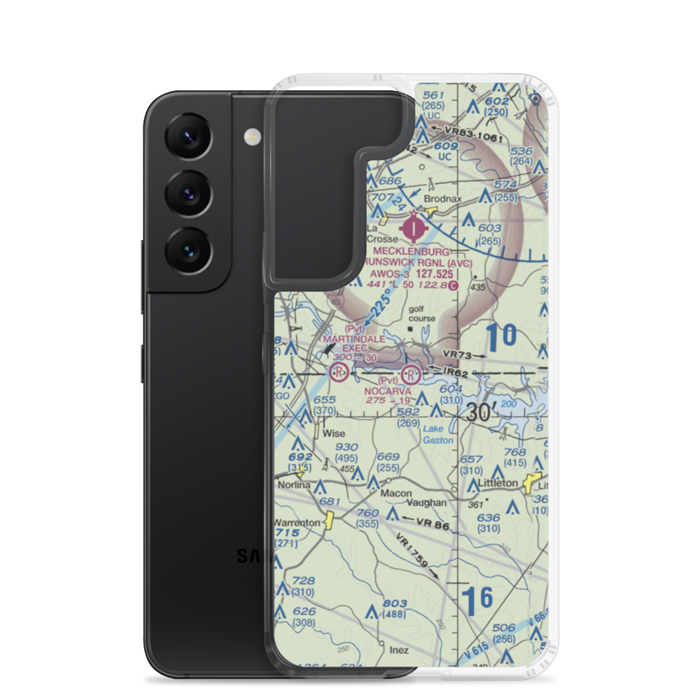 Nocarva Airport (NC10) VFR Sectional Samsung Case Samsung Galaxy S22 model shown