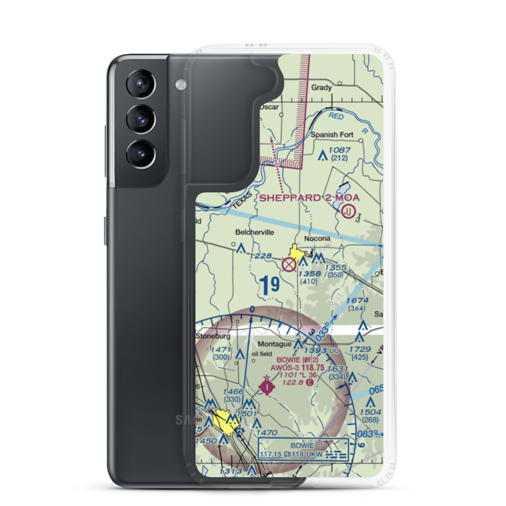 Nocona Airport (F48) VFR Sectional Samsung Case Samsung Galaxy S21 model shown