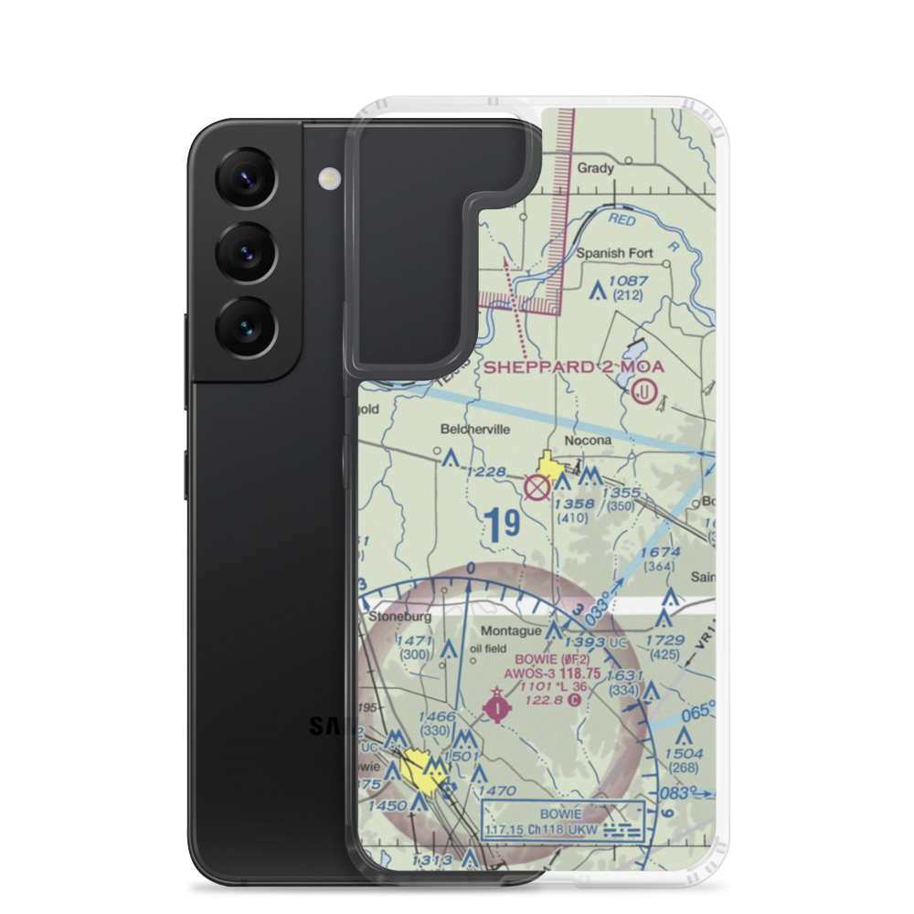 Nocona Airport (F48) VFR Sectional Samsung Case Samsung Galaxy S22 model shown