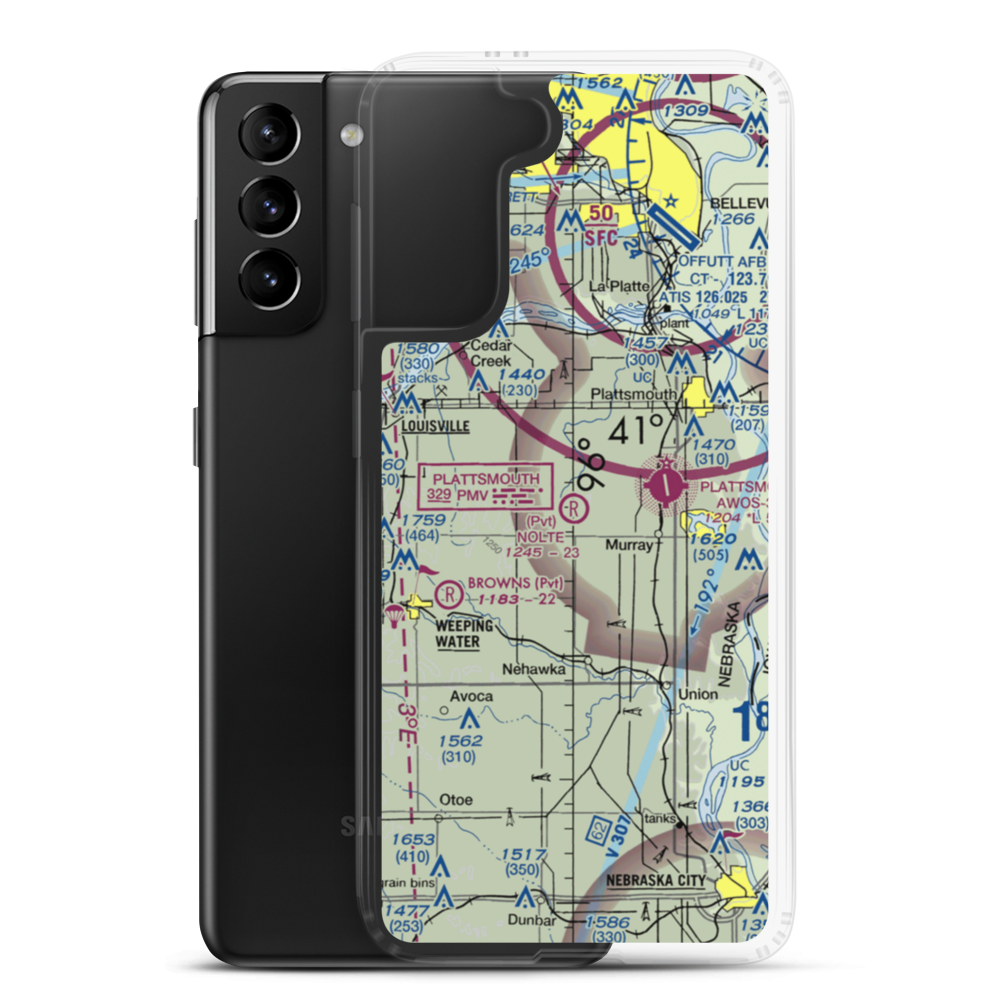 Nolte Farms Airport (NE82) VFR Sectional Samsung Case Samsung Galaxy S21 Plus model shown