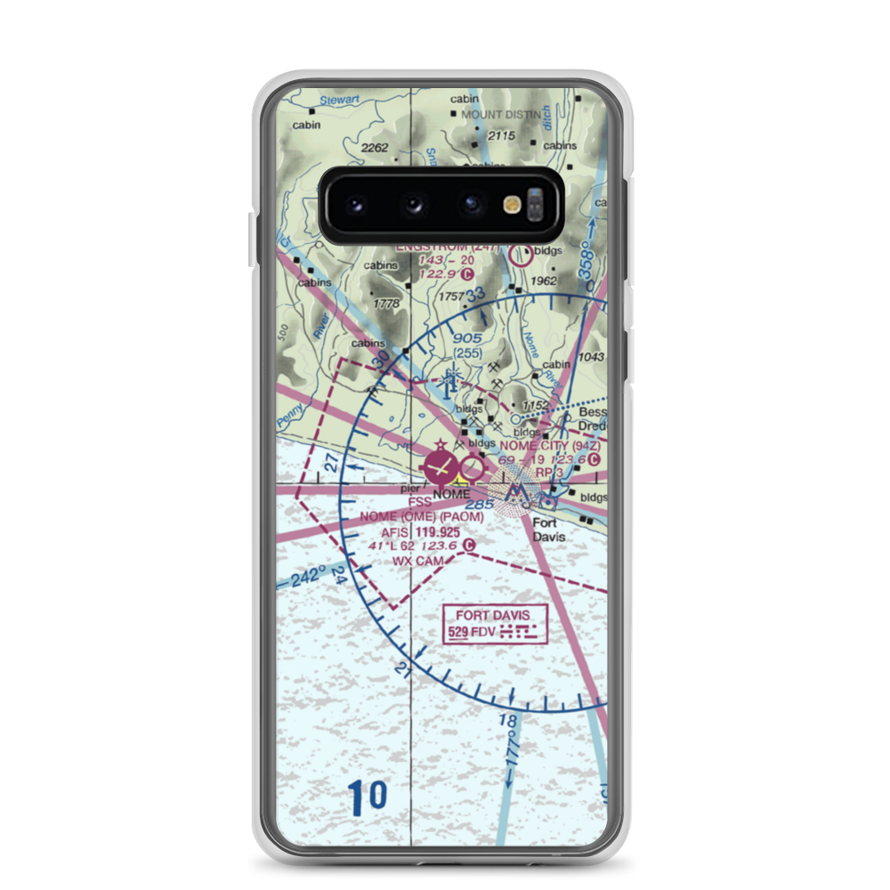Nome Airport (OME) VFR Sectional Samsung Case Samsung Galaxy S10 model shown