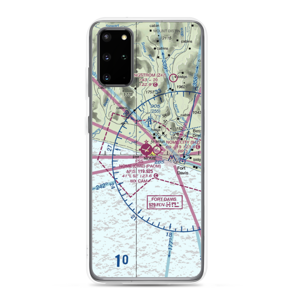 Nome Airport (OME) VFR Sectional Samsung Case Samsung Galaxy S20 Plus model shown