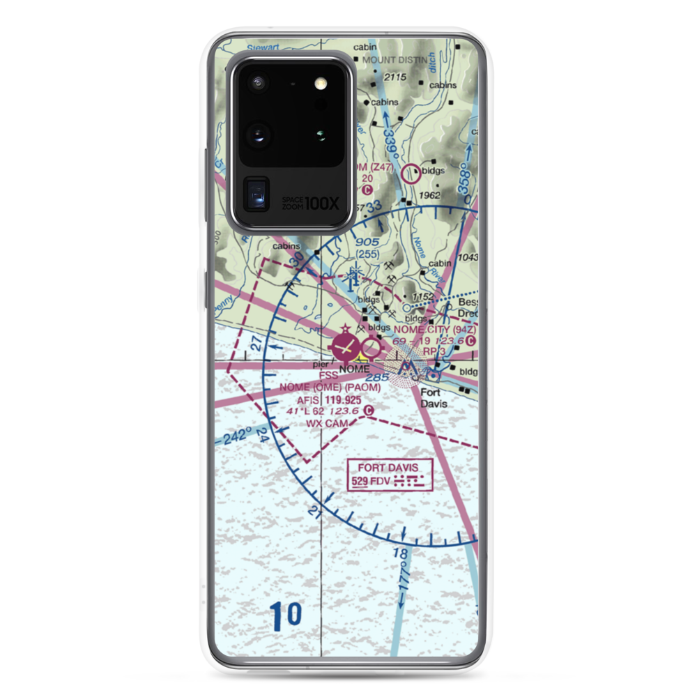 Nome Airport (OME) VFR Sectional Samsung Case Samsung Galaxy S20 Ultra model shown
