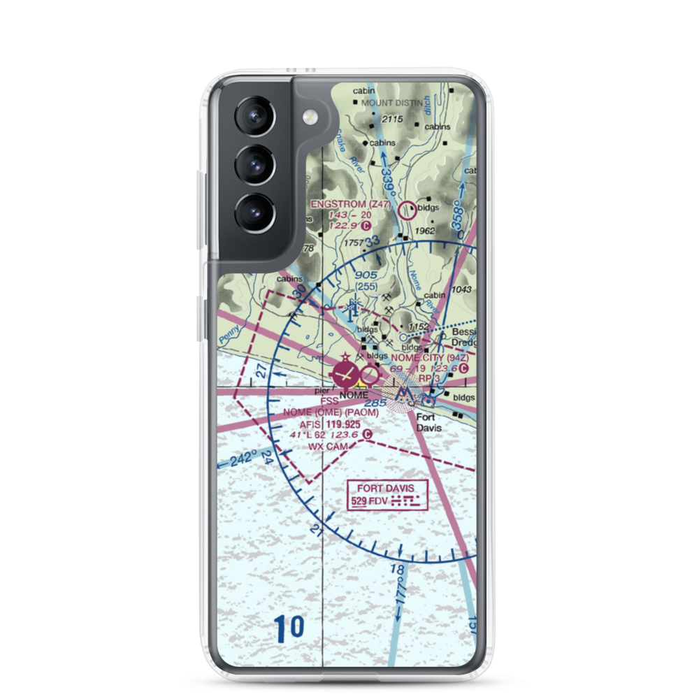 Nome Airport (OME) VFR Sectional Samsung Case Samsung Galaxy S21 model shown