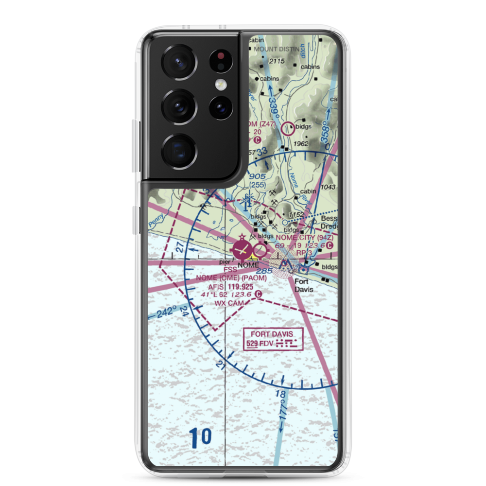 Nome Airport (OME) VFR Sectional Samsung Case Samsung Galaxy S21 Ultra model shown