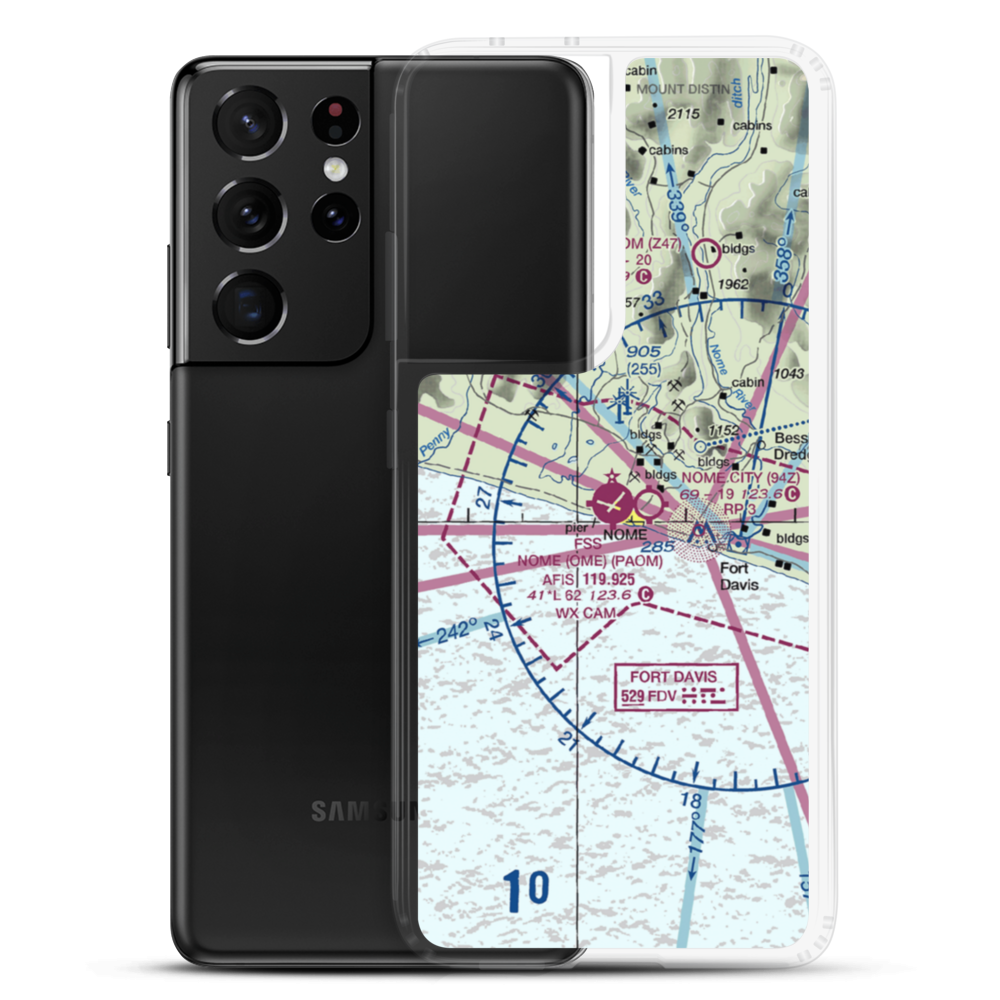Nome Airport (OME) VFR Sectional Samsung Case Samsung Galaxy S21 Ultra model shown