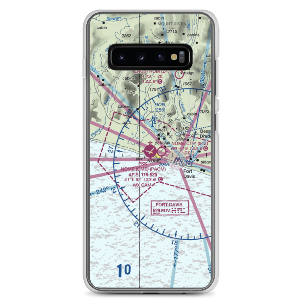 Nome Airport (OME) VFR Sectional Samsung Case Samsung Galaxy S10+ model shown
