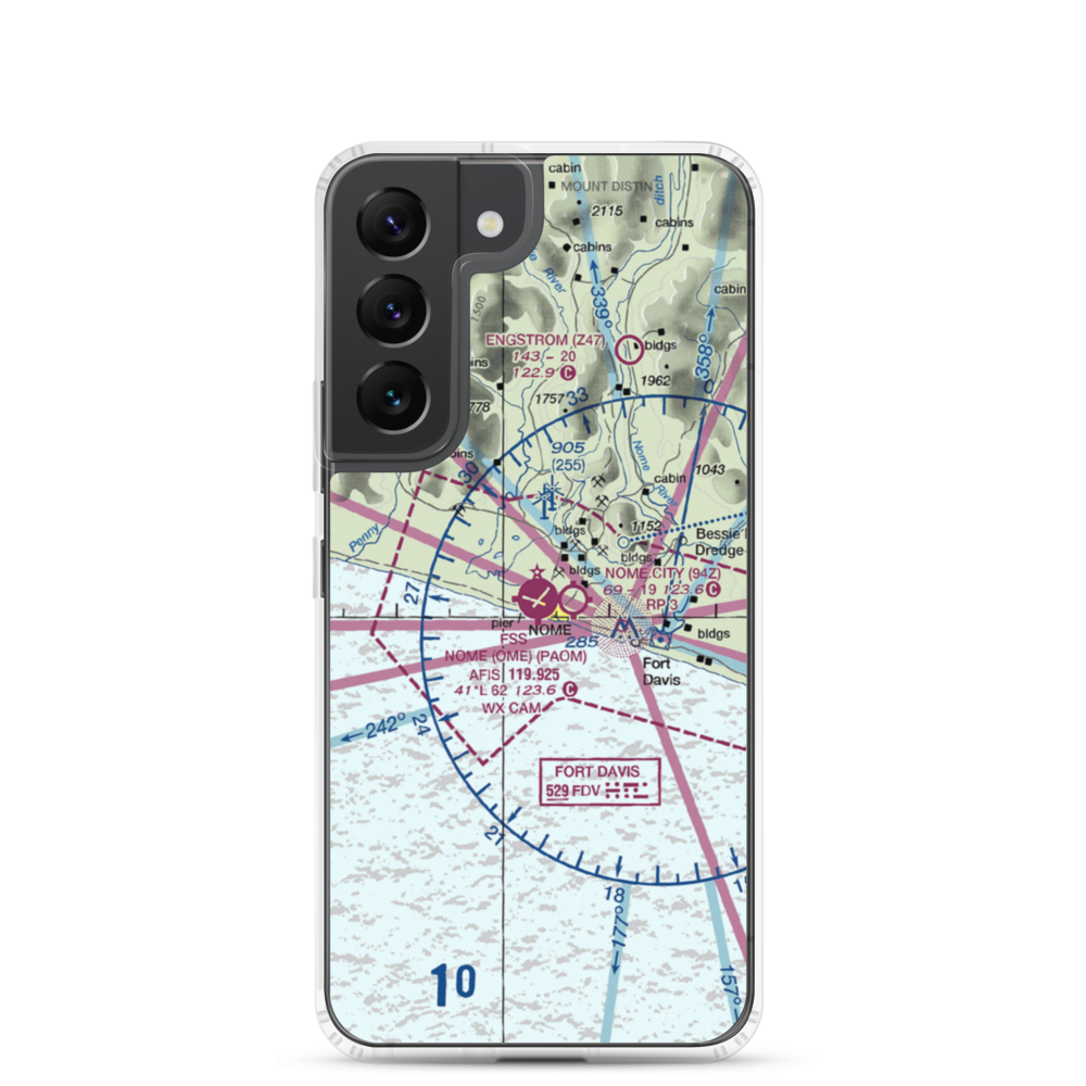 Nome Airport (OME) VFR Sectional Samsung Case Samsung Galaxy S22 model shown