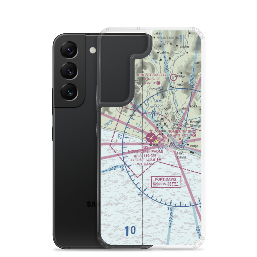 Nome Airport (OME) VFR Sectional Samsung Case Samsung Galaxy S22 model shown