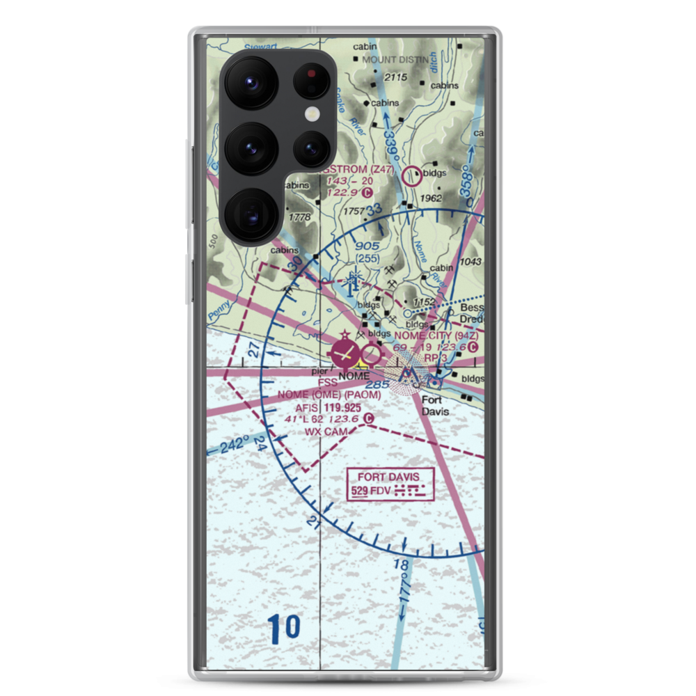 Nome Airport (OME) VFR Sectional Samsung Case Samsung Galaxy S22 Ultra model shown