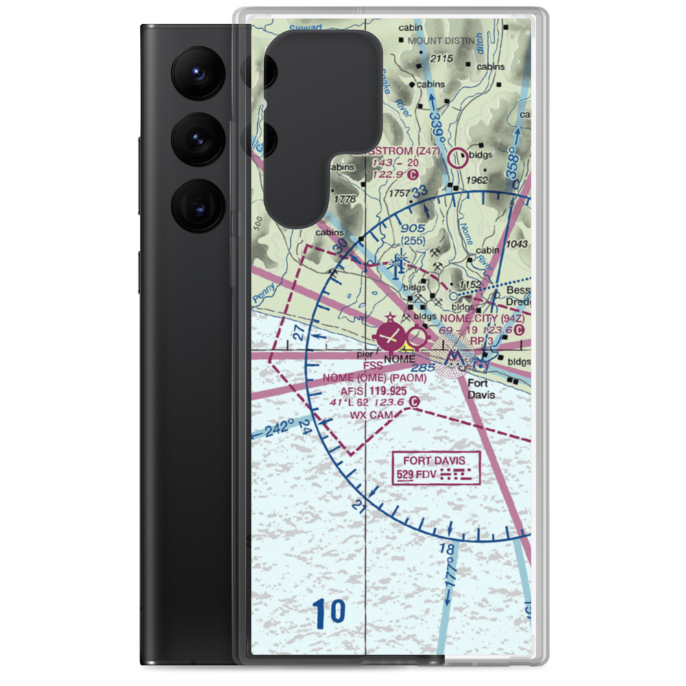 Nome Airport (OME) VFR Sectional Samsung Case Samsung Galaxy S22 Ultra model shown