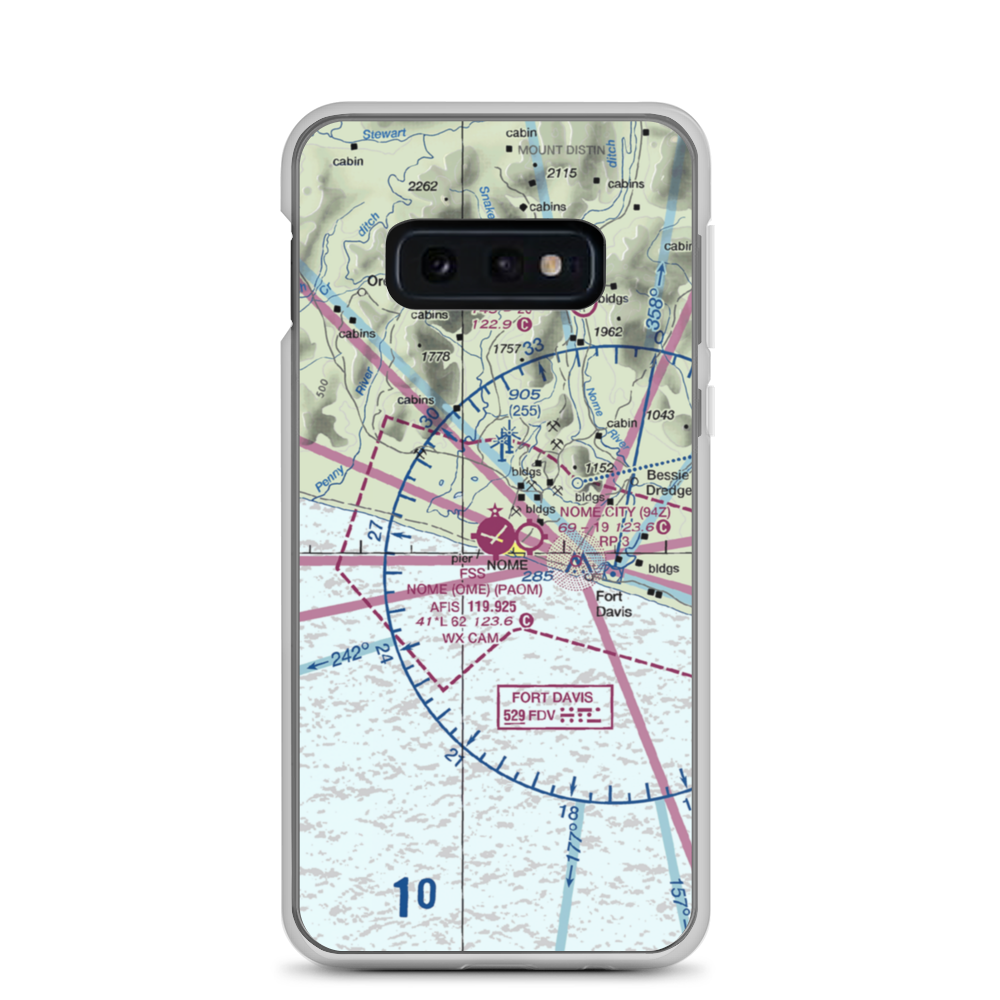 Nome Airport (OME) VFR Sectional Samsung Case Samsung Galaxy S10e model shown