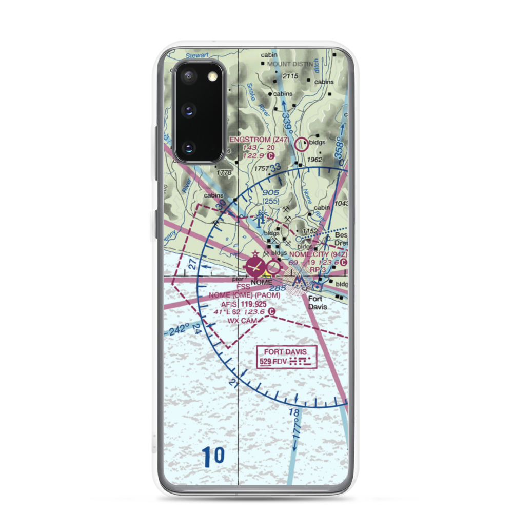 Nome Airport (OME) VFR Sectional Samsung Case Samsung Galaxy S20 model shown