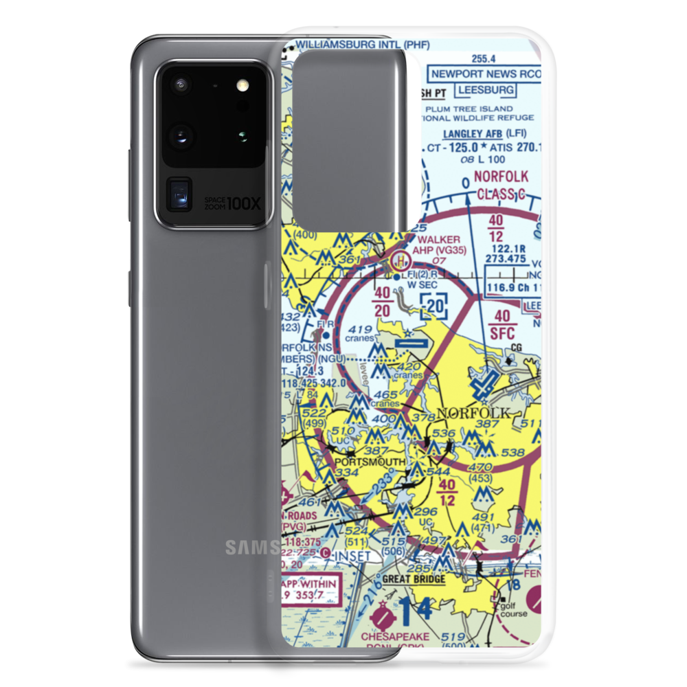 Norfolk Naval Station (Chambers Field) (NGU) VFR Sectional Samsung Case Samsung Galaxy S20 Ultra model shown