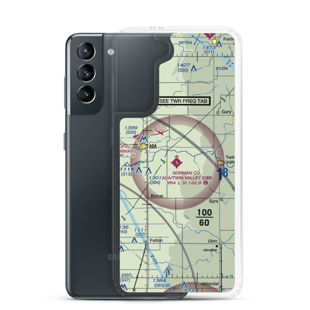 Norman County/Ada/Twin Valley Airport (D00) VFR Sectional Samsung Case Samsung Galaxy S21 model shown