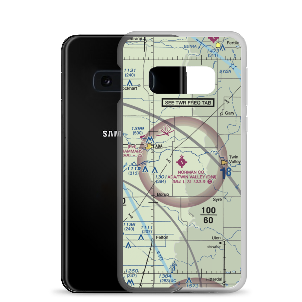 Norman County/Ada/Twin Valley Airport (D00) VFR Sectional Samsung Case Samsung Galaxy S10e model shown