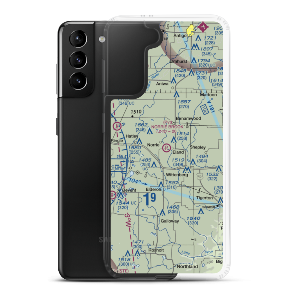 Norrie Brook Airport (WI00) VFR Sectional Samsung Case Samsung Galaxy S21 Plus model shown