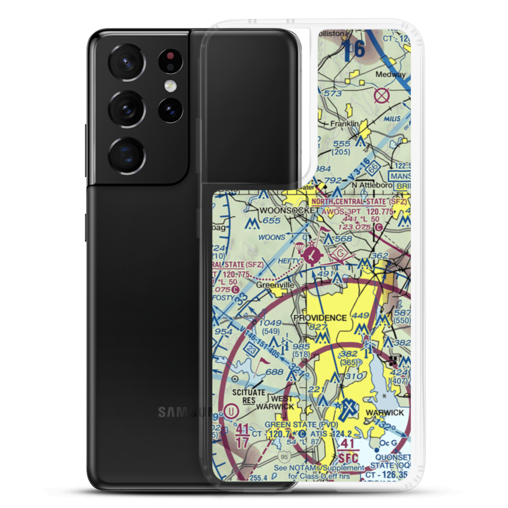 North Central State Airport (SFZ) VFR Sectional Samsung Case Samsung Galaxy S21 Ultra model shown