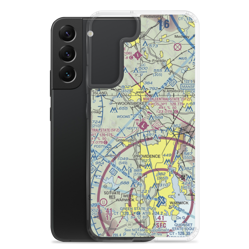 North Central State Airport (SFZ) VFR Sectional Samsung Case Samsung Galaxy S22 Plus model shown