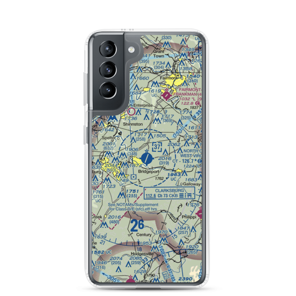 North Central West Virginia Airport (CKB) VFR Sectional Samsung Case Samsung Galaxy S21 model shown