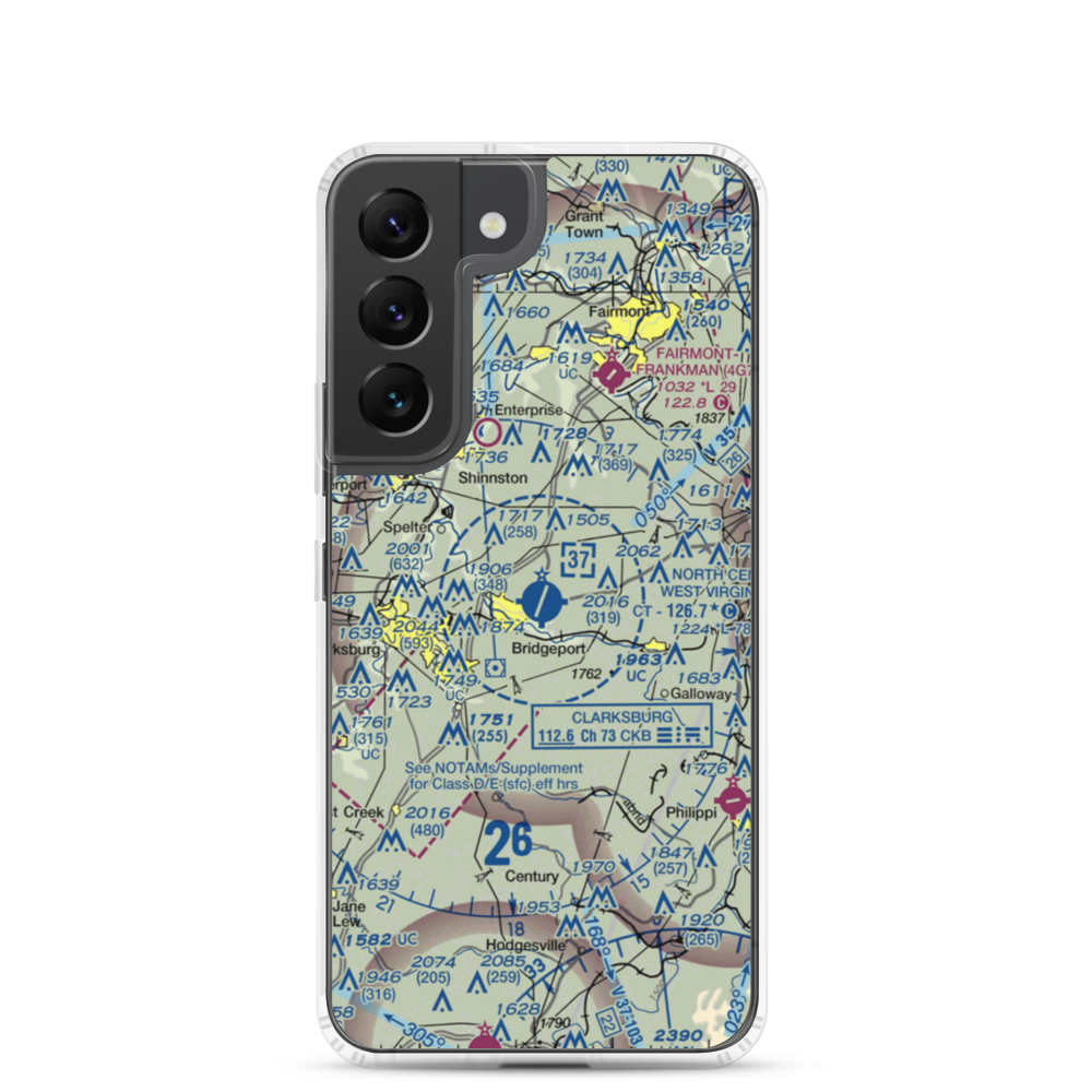 North Central West Virginia Airport (CKB) VFR Sectional Samsung Case Samsung Galaxy S22 model shown
