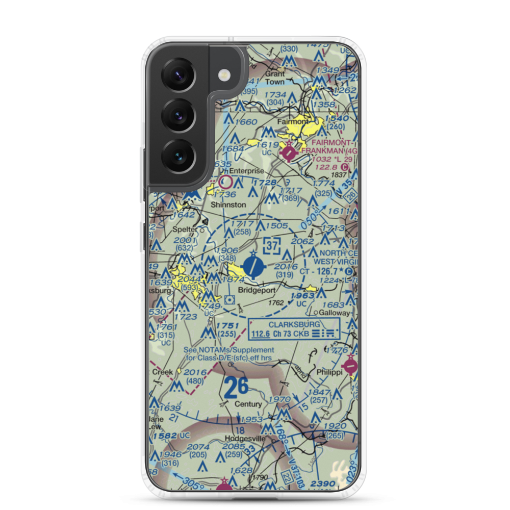 North Central West Virginia Airport (CKB) VFR Sectional Samsung Case Samsung Galaxy S22 Plus model shown