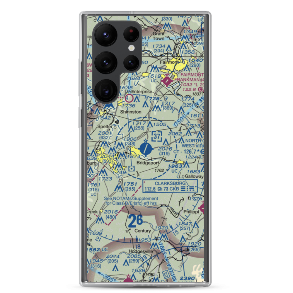 North Central West Virginia Airport (CKB) VFR Sectional Samsung Case Samsung Galaxy S22 Ultra model shown