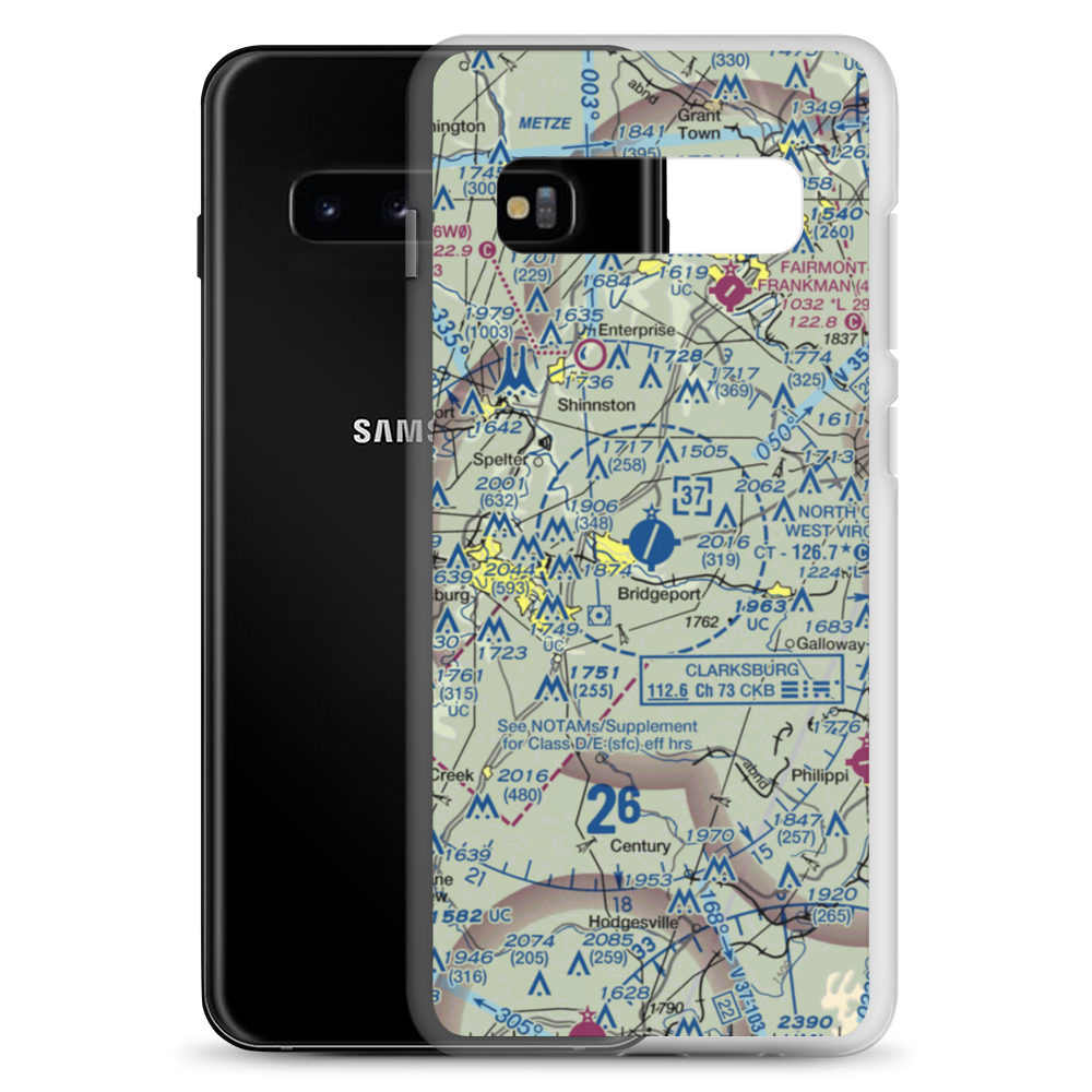North Central West Virginia Airport (CKB) VFR Sectional Samsung Case Samsung Galaxy S10+ model shown