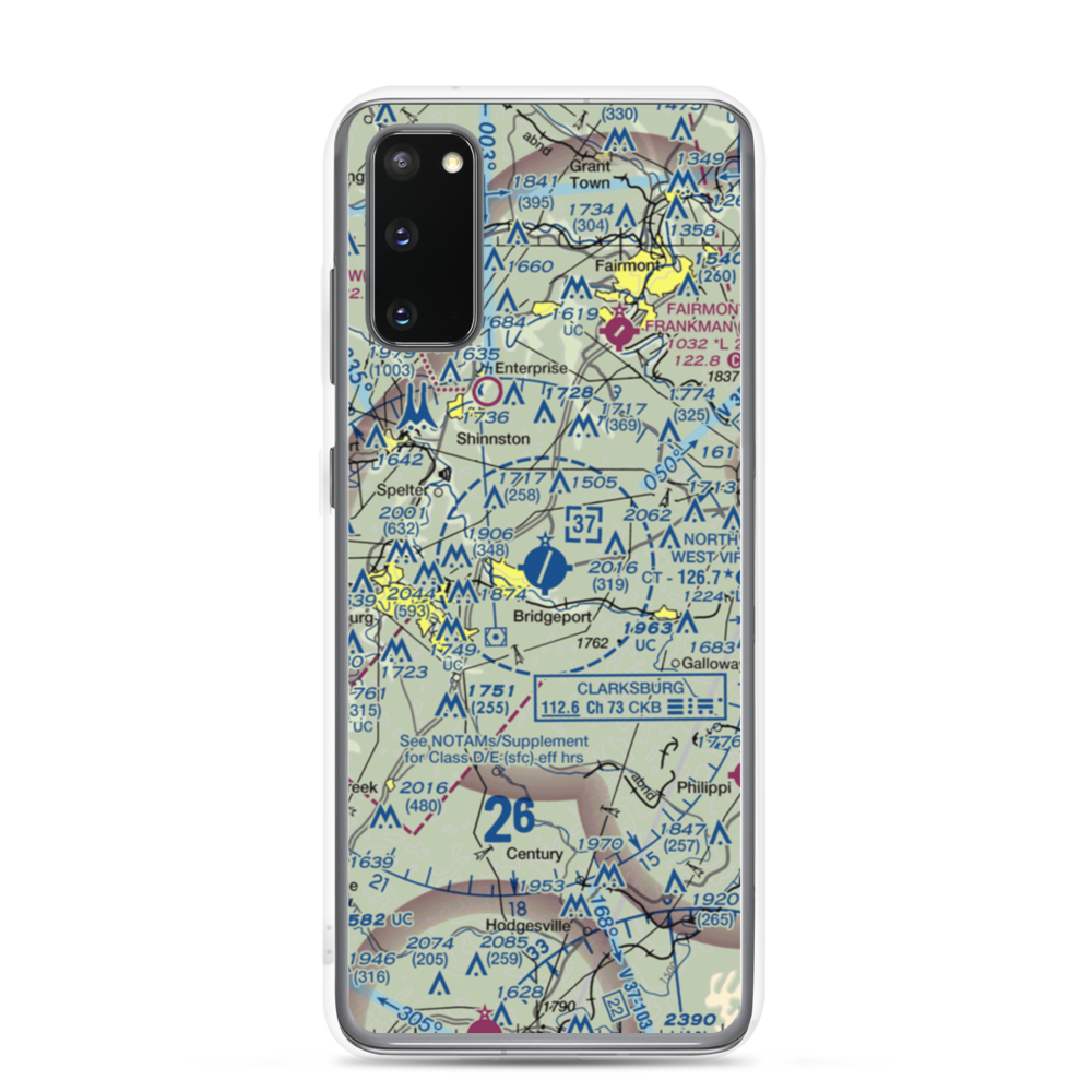 North Central West Virginia Airport (CKB) VFR Sectional Samsung Case Samsung Galaxy S20 model shown