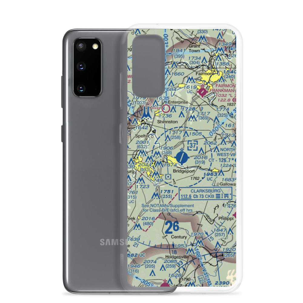 North Central West Virginia Airport (CKB) VFR Sectional Samsung Case Samsung Galaxy S20 model shown