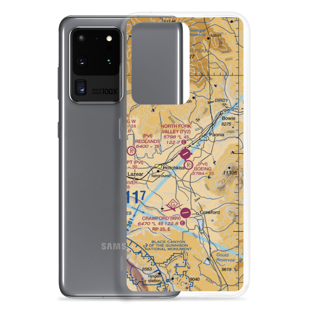 North Fork Valley Airport (7V2) VFR Sectional Samsung Case Samsung Galaxy S20 Ultra model shown