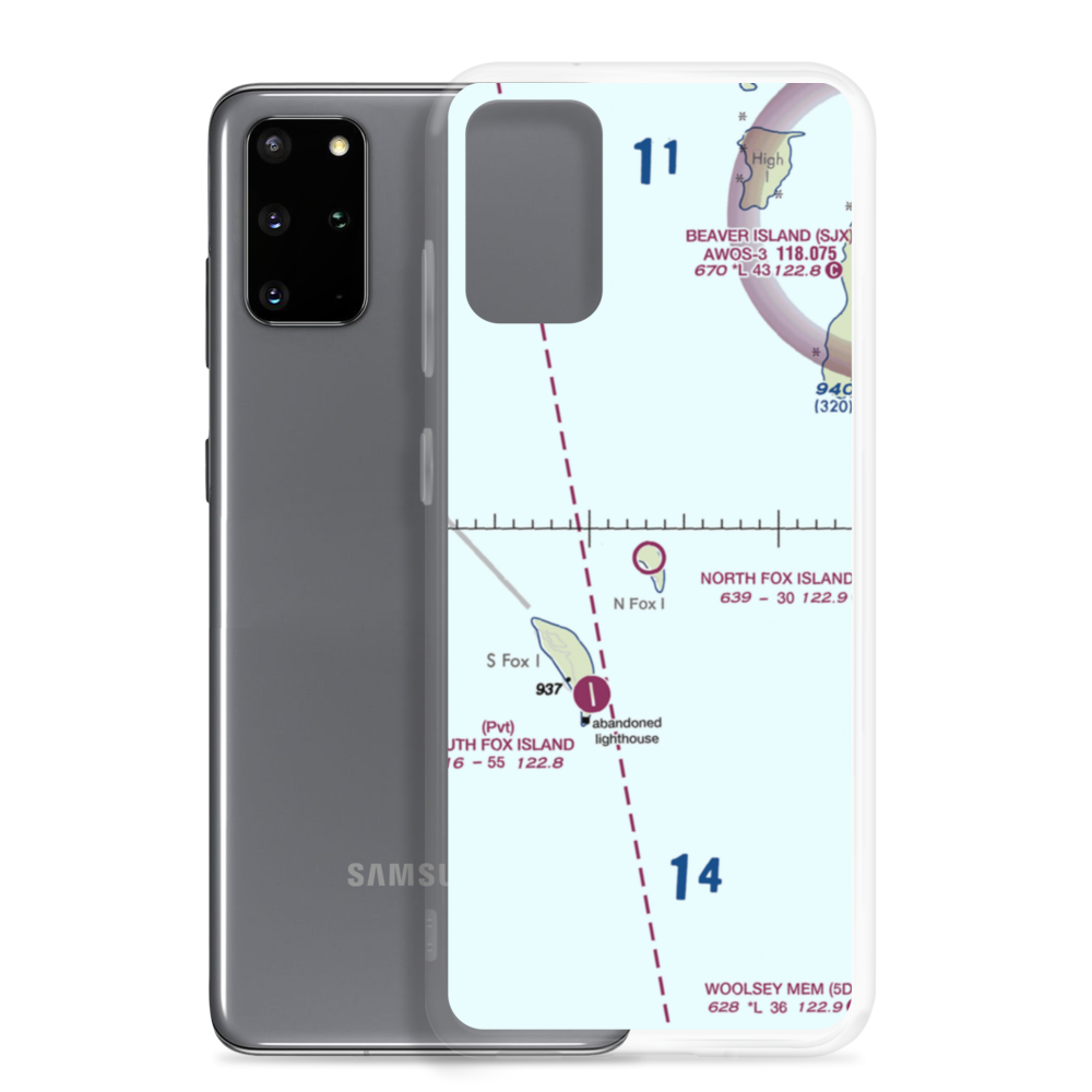 North Fox Island Airport (6Y3) VFR Sectional Samsung Case Samsung Galaxy S20 Plus model shown