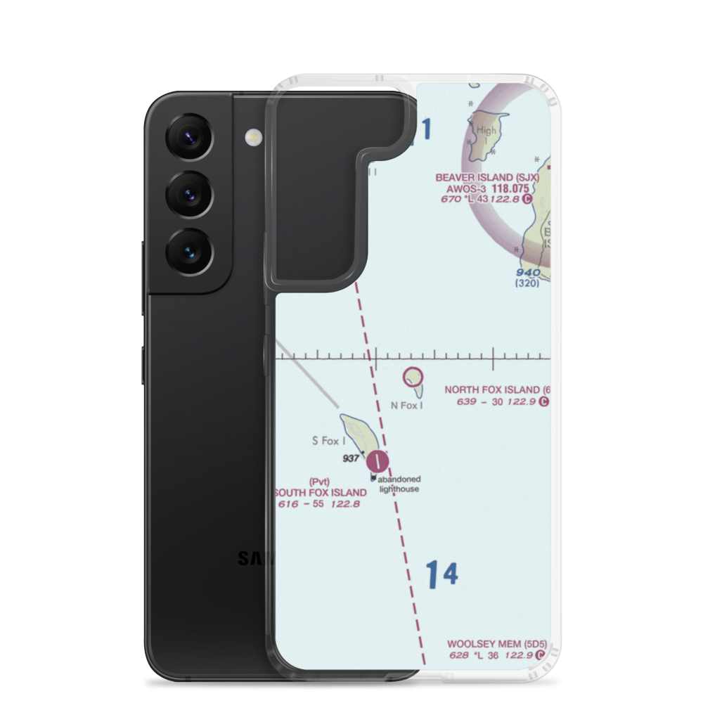 North Fox Island Airport (6Y3) VFR Sectional Samsung Case Samsung Galaxy S22 model shown