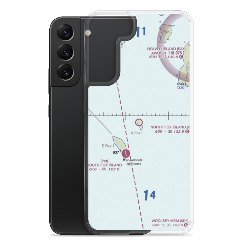 North Fox Island Airport (6Y3) VFR Sectional Samsung Case Samsung Galaxy S22 Plus model shown