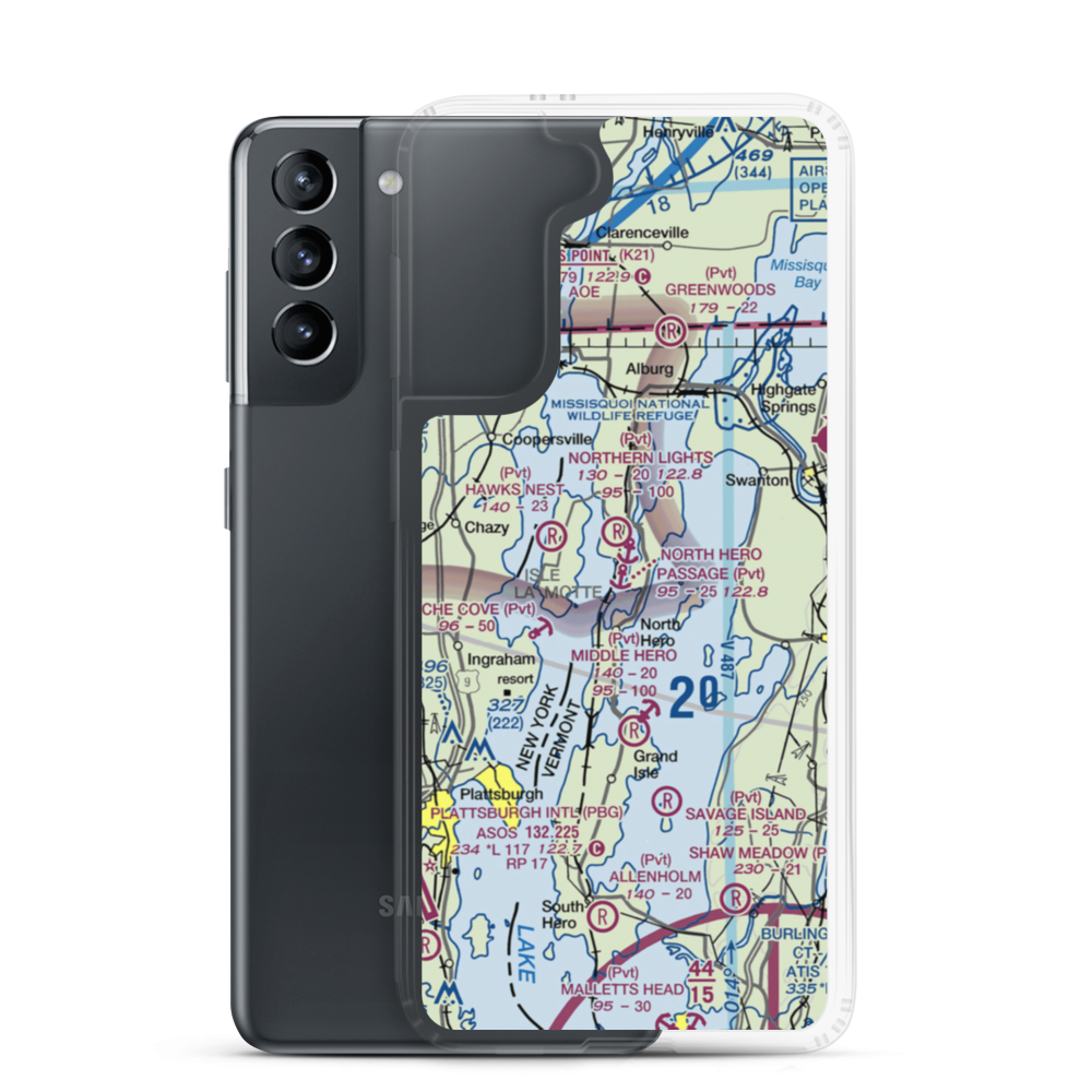 North Hero Passage Seaplane Base (36VT) VFR Sectional Samsung Case Samsung Galaxy S21 model shown
