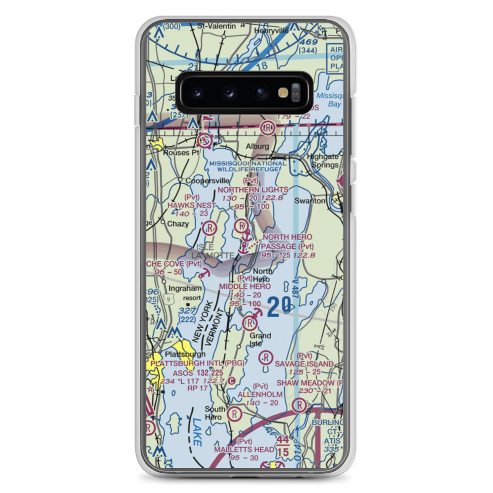 North Hero Passage Seaplane Base (36VT) VFR Sectional Samsung Case Samsung Galaxy S10+ model shown