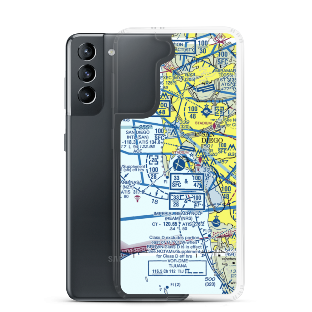 North Island Naval Air Station-Halsey Field (NZY) VFR Sectional Samsung Case Samsung Galaxy S21 model shown