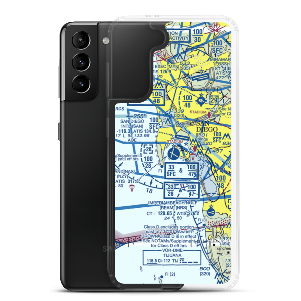 North Island Naval Air Station-Halsey Field (NZY) VFR Sectional Samsung Case Samsung Galaxy S21 Plus model shown