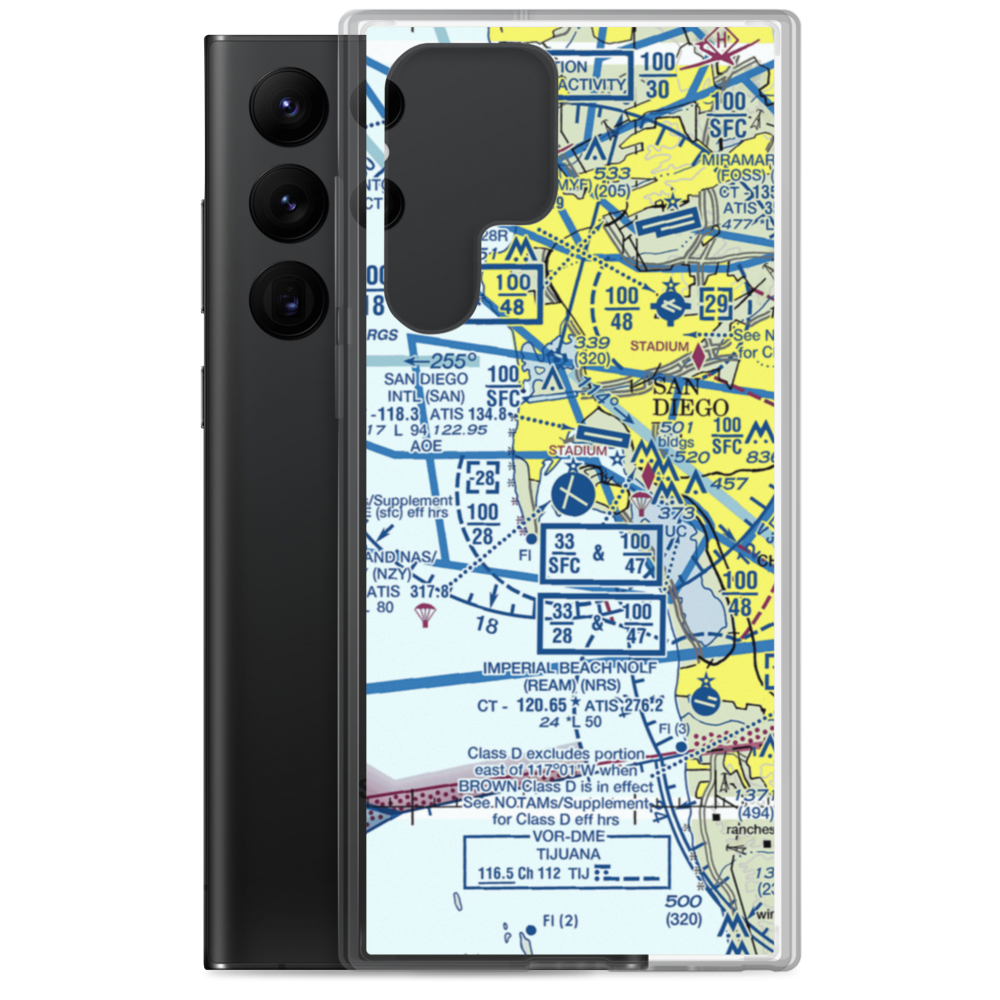 North Island Naval Air Station-Halsey Field (NZY) VFR Sectional Samsung Case Samsung Galaxy S22 Ultra model shown