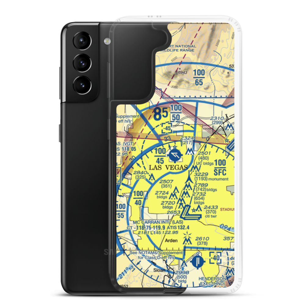 North Las Vegas Airport (VGT) VFR Sectional Samsung Case Samsung Galaxy S21 Plus model shown